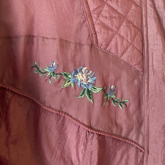 VTG BOLO SPIRIT womens L pink floral windbreaker quilted retro 90s mock neck - Picture 8 of 11